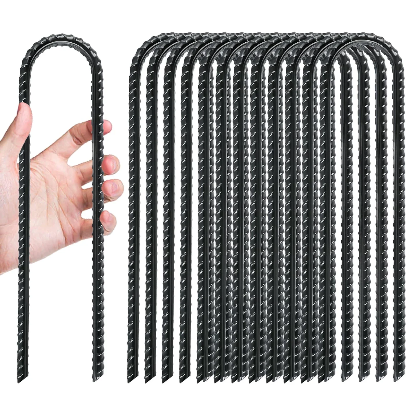 Gtongoko Trampoline Stakes Anchors Heavy Duty Galvanized Steel U Shaped Ground Anchors for High Wind Protection (12 Pack, 30 cm) 4ttbo