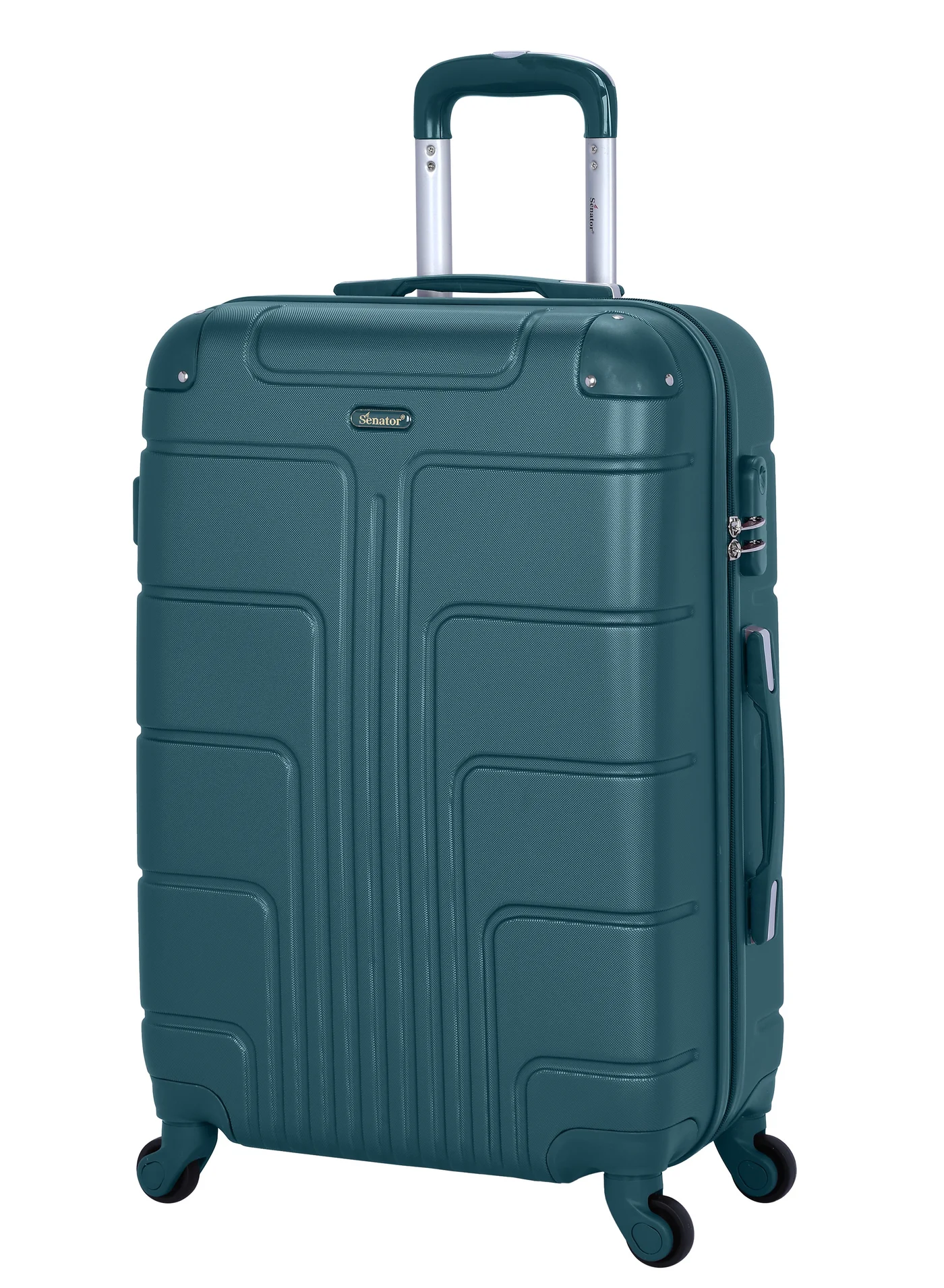 SENATOR Hard Case Travel Bag Medium Luggage Trolley (Dark Teal, 65 cm) Lightweight ABS Suitcase with 4 Spinner Wheels 03viu