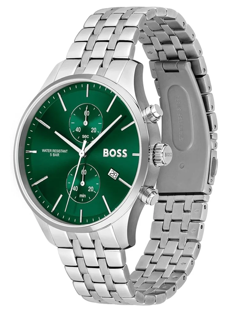 Premium Analog Quartz Men's Wristwatch Stainless Steel Band (Silver, One Size) vvrcq