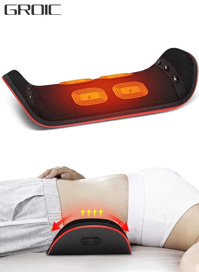 GROIC Lumbar Massager Back Stretcher Device with Heat Function and Adjustable Intensity (Electric, Ergonomic Design) ybmdk