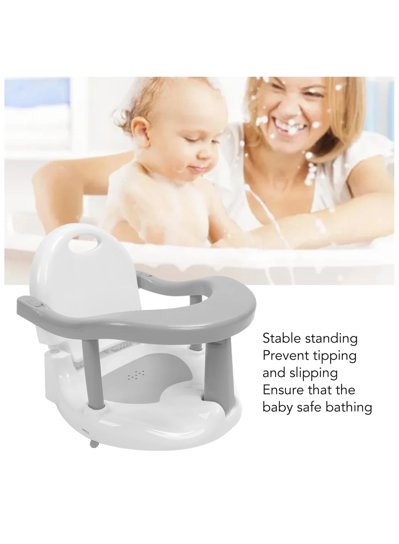 Unikbebe Foldable Baby Bath Seat with Non-Slip Suction Cups, Adjustable Safety Support Chair for Infants and Toddlers (6-18 Months) utu76