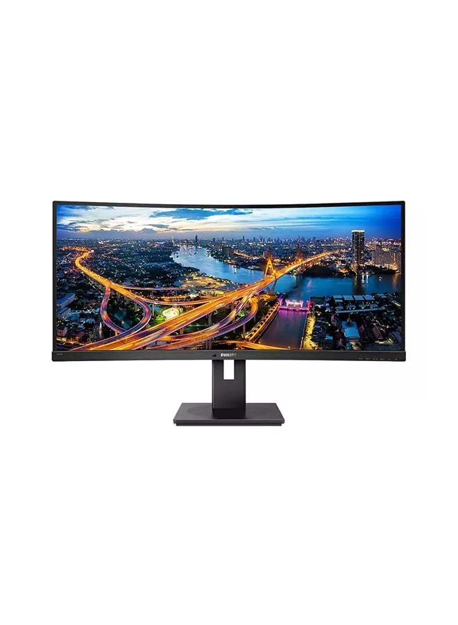 Professional 34-Inch Curved WQHD Monitor, 100Hz 4ms VA Display with Integrated Speakers, USB Hub, and Height Adjustable Stand (Black, 86.36 cm) yrx23