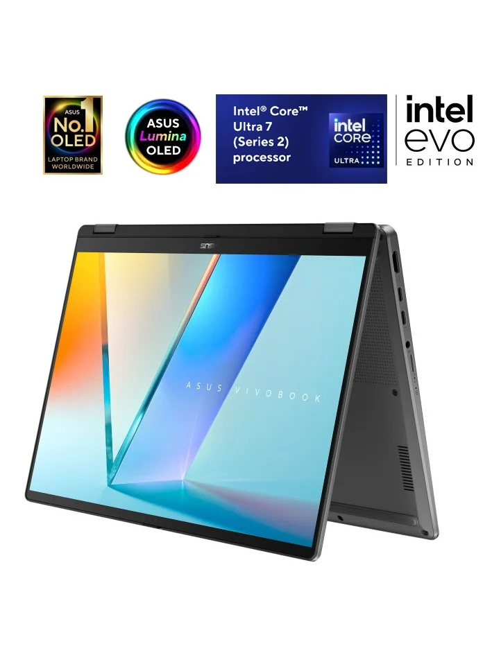 Premium 14-inch 2-in-1 OLED Touchscreen Laptop, Intel Core Ultra 7, 16GB RAM, 1TB SSD, Windows 11 Home (Matte Grey, 14-inch) zq8ai