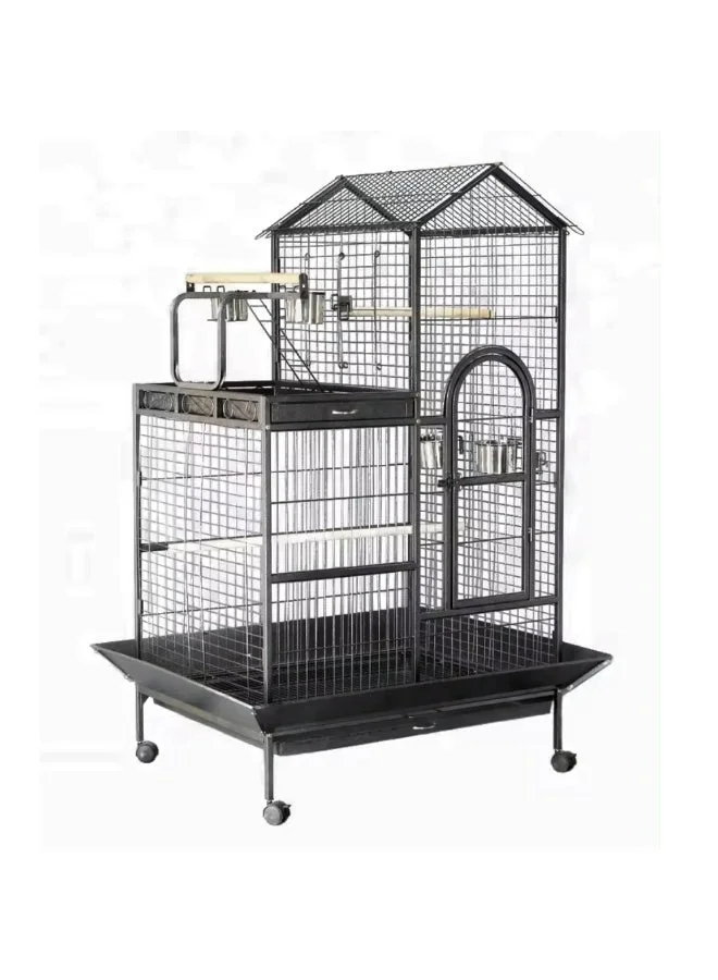 Premium Large Bird Cage with Rolling Stand (114 x 91 x 160 cm) - Heavy-Duty Metal Aviary for Parrots and Large Birds c7pe3