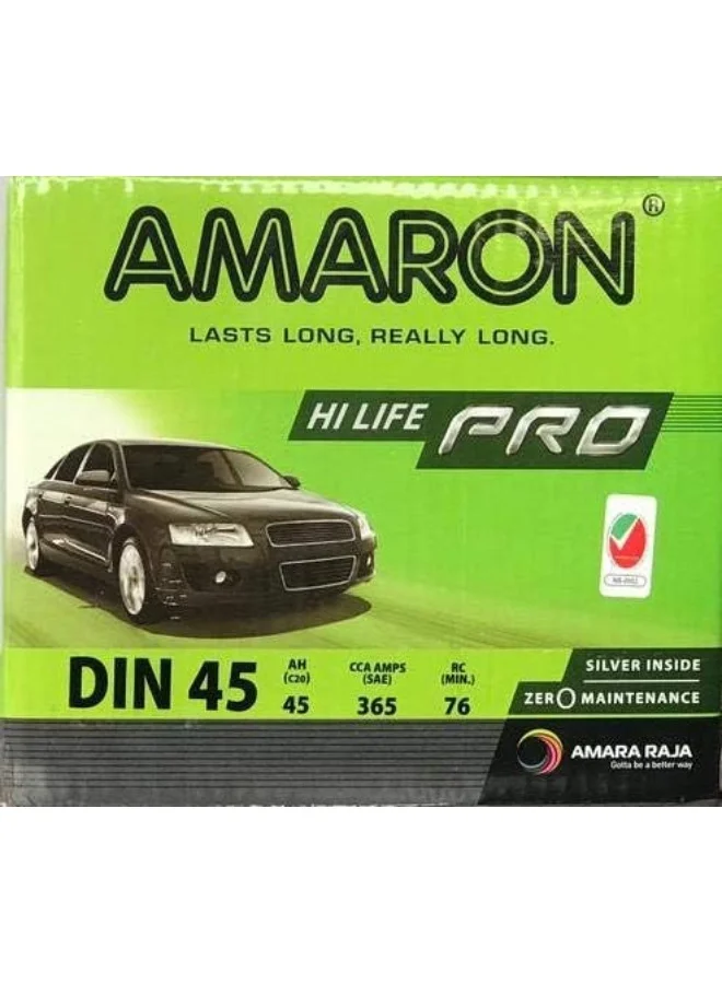 Amaron Automotive Car Battery 12V 45AH DIN45 Premium Maintenance-Free Power Source lmw9x