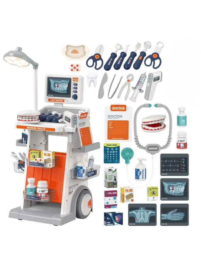 WALALLA Kids Doctor Play Set with Medical Cart, 30-Piece Role Play Medical Toy Kit for Boys and Girls (30 Pieces) sqj6l