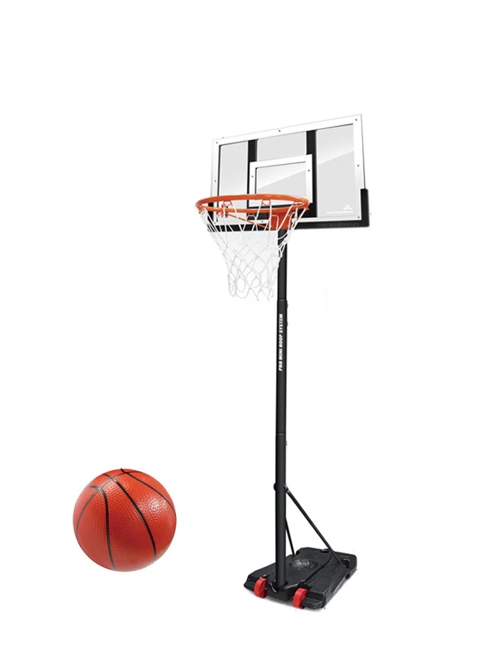 TRAMPOLINEPRO Portable Basketball Hoop System Adjustable Height Backboard Stand for Indoor Outdoor Use (44-inch Backboard, 236 cm) mvzuj