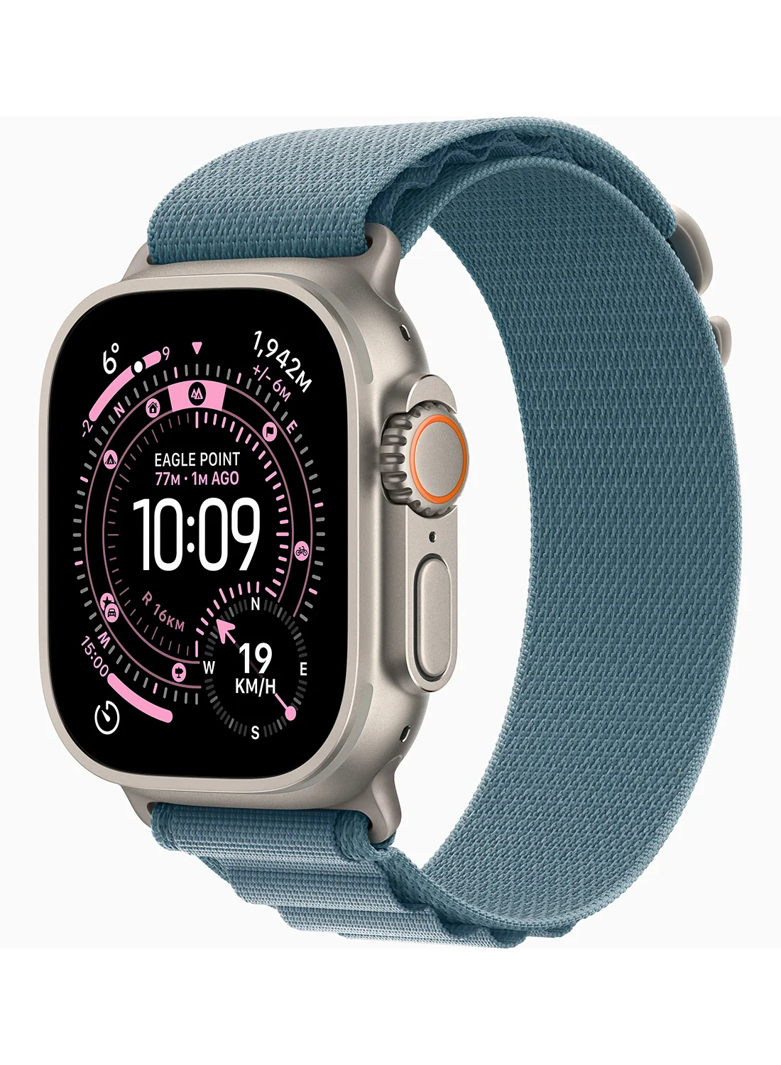 Premium Smart GPS Cellular Watch 49mm Titanium Case with Light Blue Alpine Loop (Large) d9k51