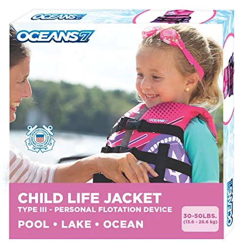 Aqua Leisure Kids Life Jacket Type III Personal Flotation Device Flexible Fit Open Sided Design (Pink Berry, 13.6-22.7 kg) fsvv9