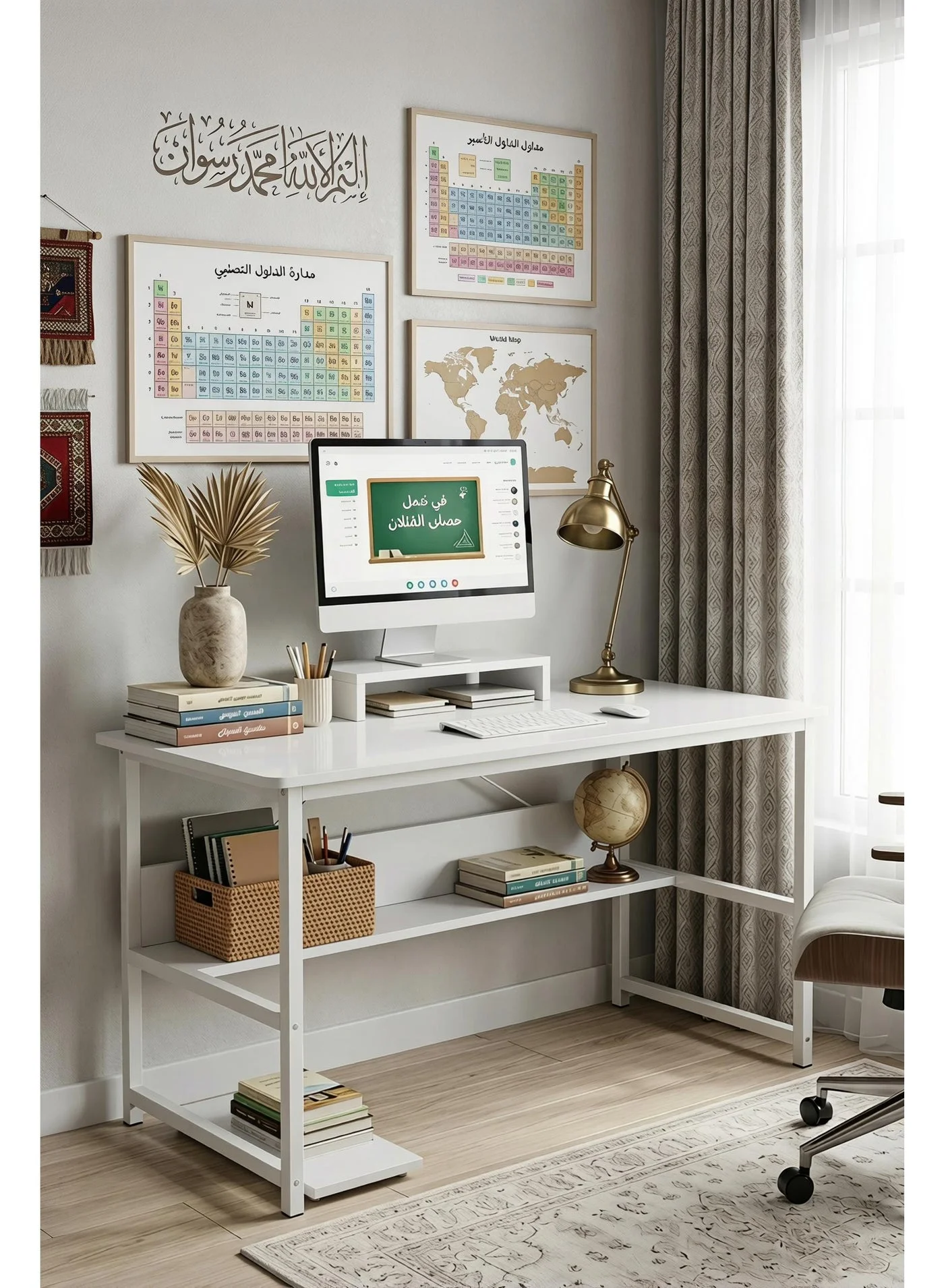 Visionnaire Office Computer Desk with Integrated Bookshelf (110x50 cm) - Premium Study and Gaming Table for Home and Office pd6m4