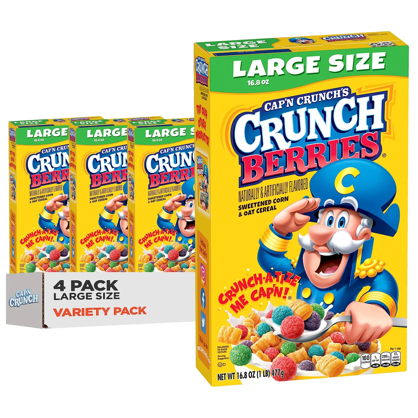 Capn Crunch Crunch Berries Sweetened Corn and Oat Cereal (4 Pack, 4.76 kg) 7j0z4
