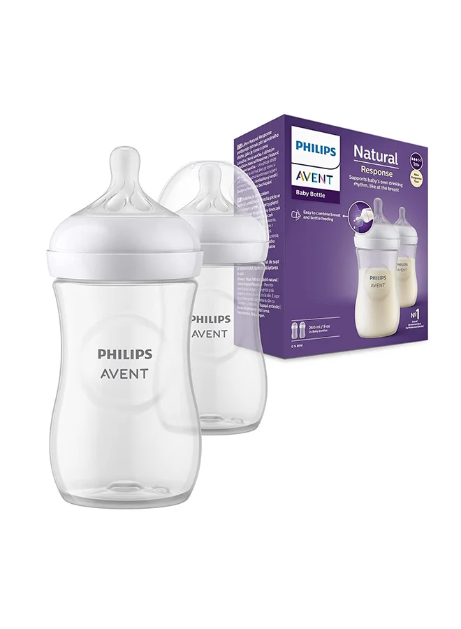 Premium Natural Response Baby Feeding Set BPA-Free Polypropylene (Clear, 260 mL, Pack of 2) oqrrr