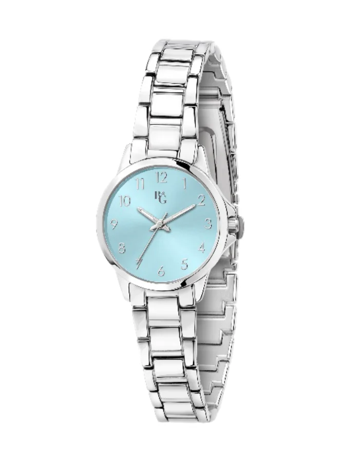 B&G Women's Round Analog Watch with Silver Alloy Band (Blue, 28mm) rrit2