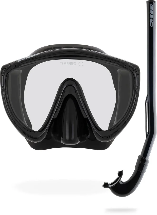 Snorkeling Combo Set Junior Mask and Snorkel (Clear/Blue, One Size) douvu