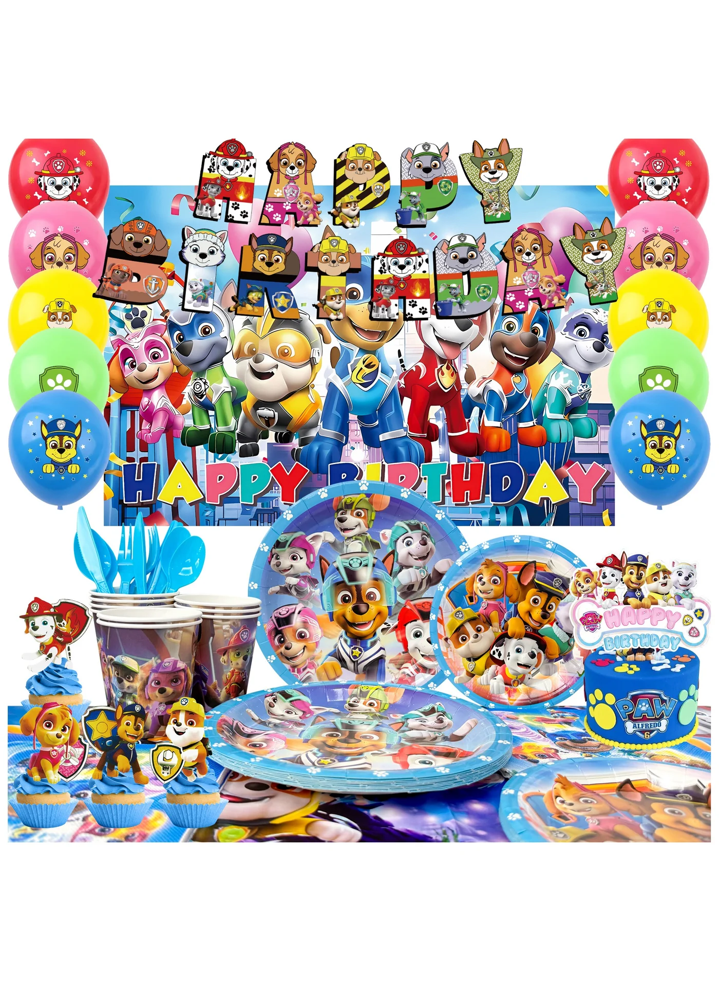 ILovhaprty Birthday Party Supplies Set, Complete Tableware and Decoration Kit for Kids (101 Pieces) 53fd6