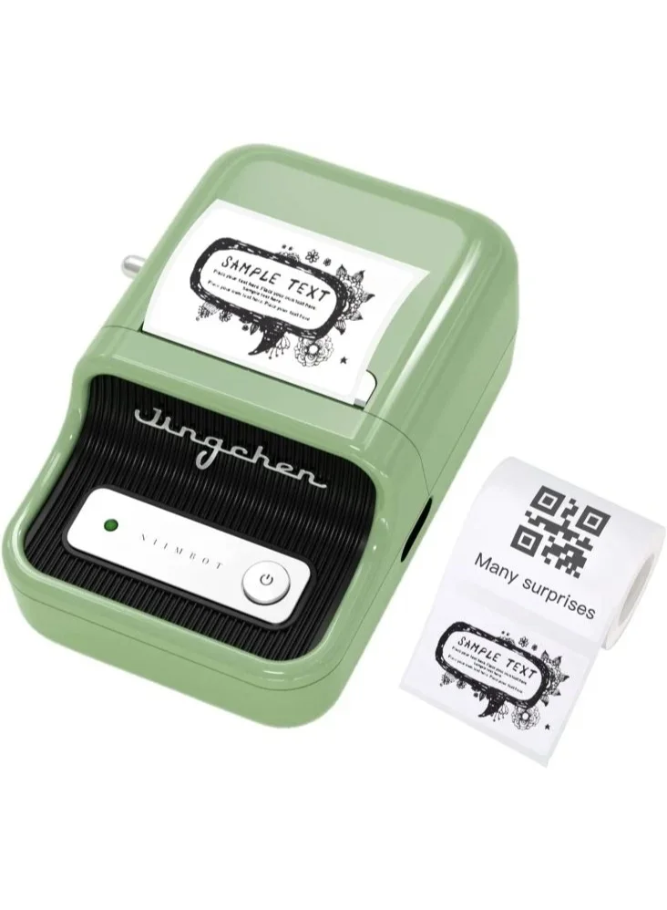 Premium Thermal Label Printer Portable Wireless Bluetooth Label Maker (Green, 1 Unit) lnzsu