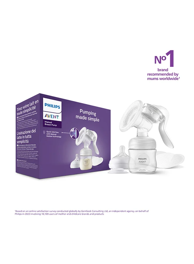 Professional Manual Breast Pump with Natural Motion Technology for Efficient Milk Expression (Single Pack) pld3i