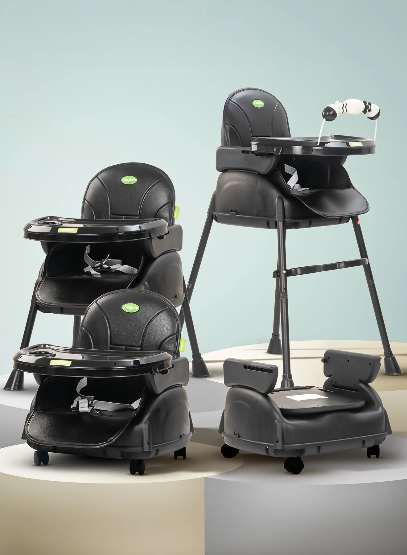 BAYBEE 4-in-1 Convertible High Chair with Adjustable Height and Tray for Toddlers (Black) yq9z8