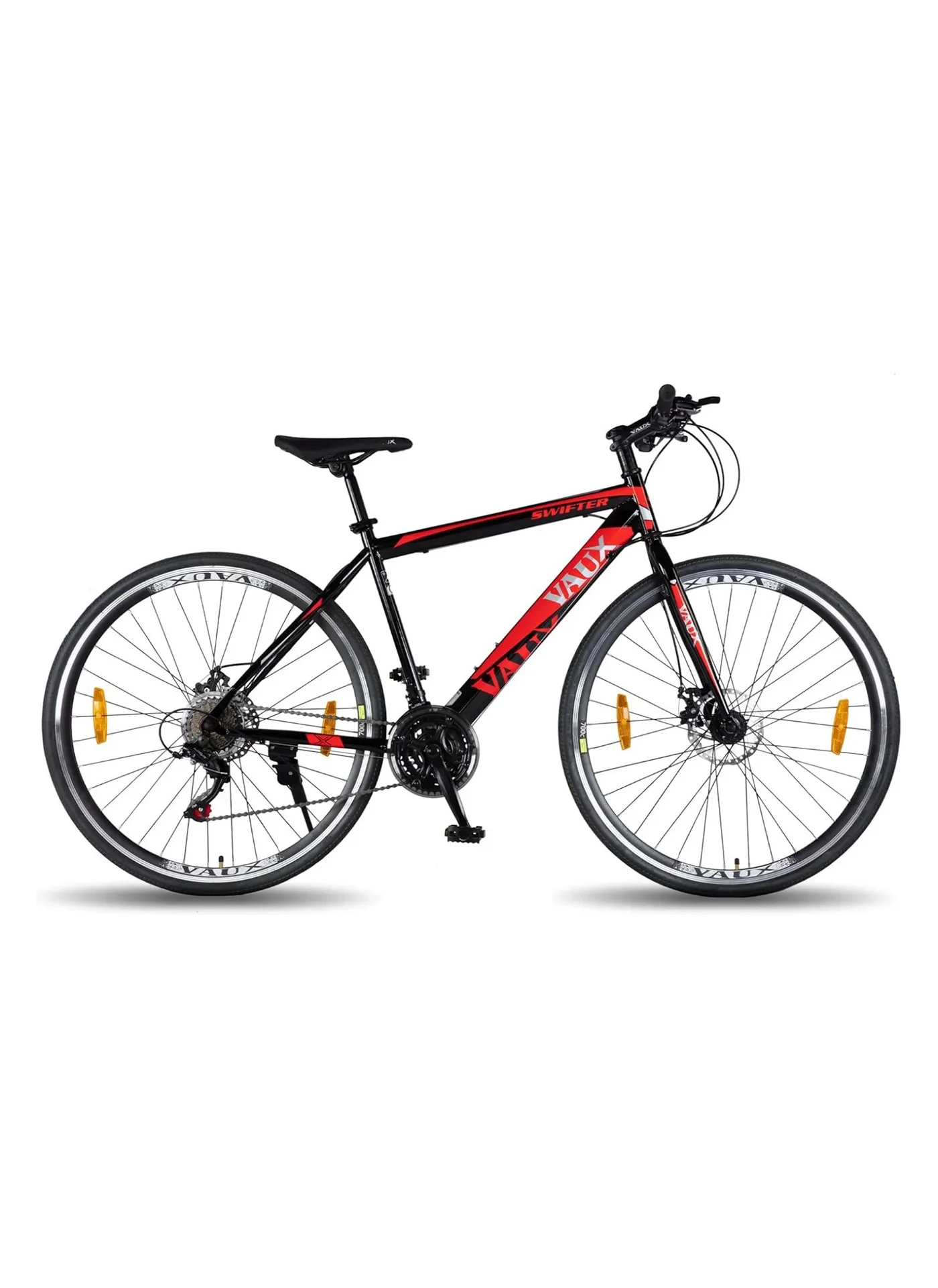 Vaux Hybrid Bike 27.5-Inch Wheel 21-Speed Mountain Bicycle with Dual Disc Brakes (Black, Adult) kw3yv