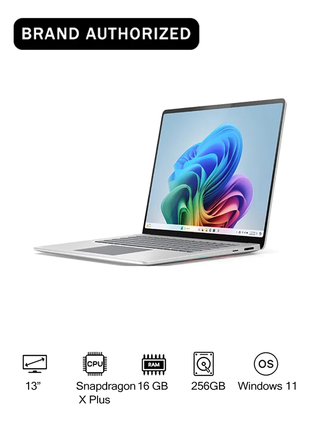 Professional 13-Inch Laptop Copilot+ PC, Octa-Core Processor, 16GB RAM, 256GB SSD, Windows 11, English/Arabic Keyboard (Platinum, 13-Inch) vgzal