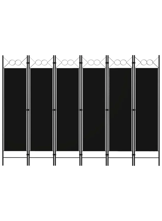 VidaXL 6-Panel Room Divider Privacy Screen Foldable Partition (Black, 240x180 cm) 8awzf