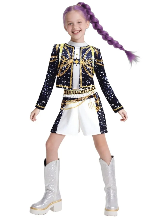 Premium K-Pop Singer Stage Performance Costume for Girls (Kids, Pink, 130cm) r24x8
