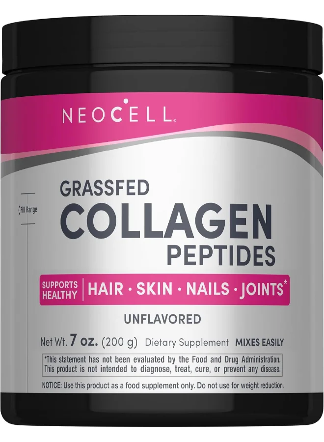 NEOCELL Grassfed Collagen Peptides Powder (Unflavored, 200 g) Premium Dietary Supplement for Skin and Joint Support 9mmg6