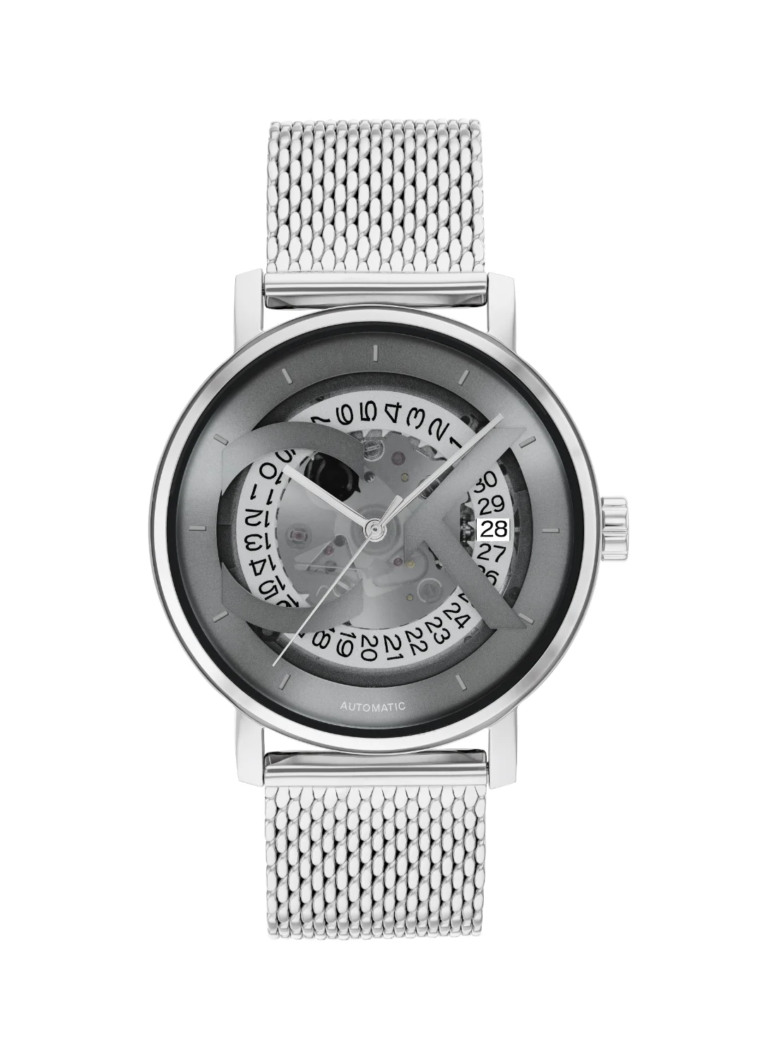 Premium Round Analog Watch Stainless Steel Case Grey Dial (Unisex, 40mm) a5lwz