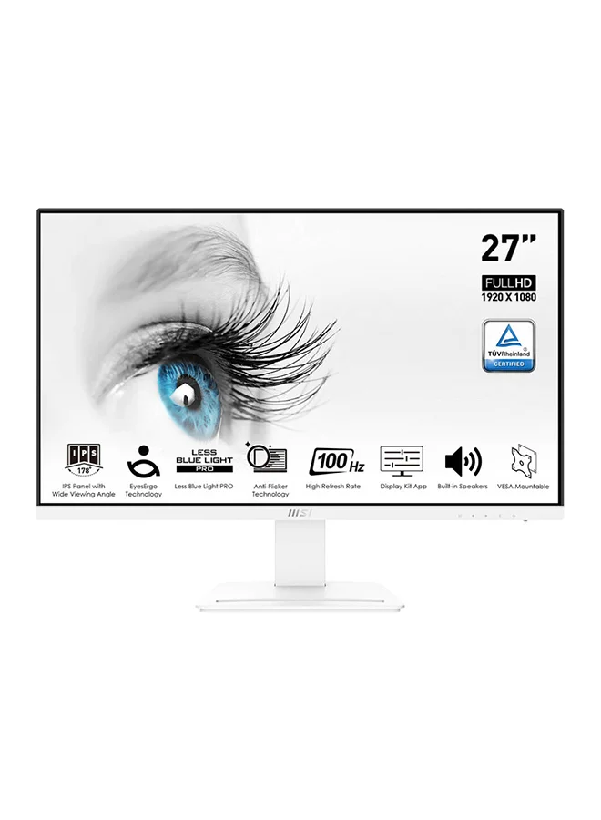Premium Business Productivity Monitor 27-inch FHD IPS Display 100Hz Refresh Rate Eye-Care Technology (White, 68.58 cm) pc8w8