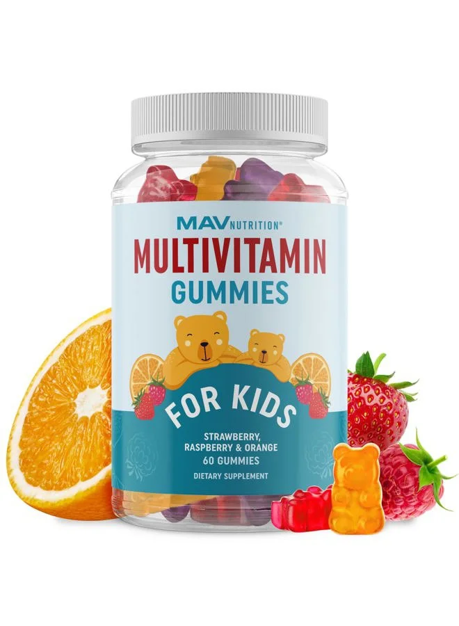 MAV Nutrition Kids Multivitamin Gummies with Vitamins A B C D and Zinc for Daily Growth and Immunity Support (Mixed Fruit, 60 Gummies) 2gfmc