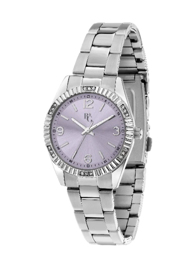 B&G Women's Analog Quartz Watch with Purple Dial and Silver Stainless Steel Band (31mm) kr1sf