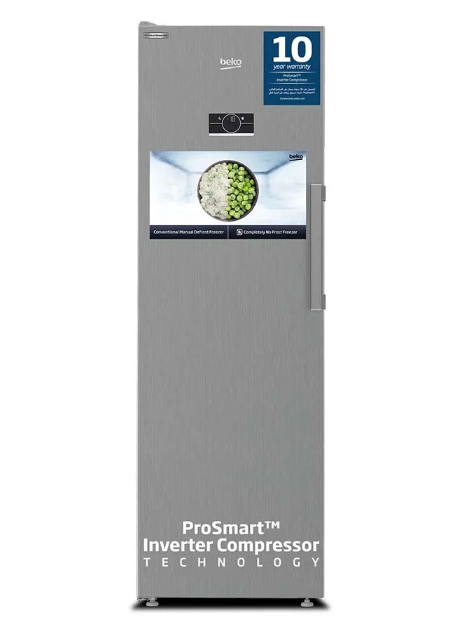 Beko Upright Freezer No Frost Single Door Stainless Steel Finish (286 L, Titanium Inox) aryin