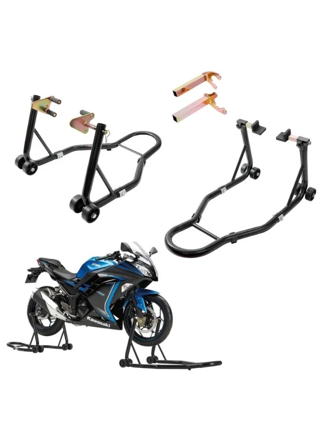 LIODUX Motorcycle Rear and Front Lift Stand Set (Heavy Duty Steel, Universal Fit for Maintenance) kqlcy