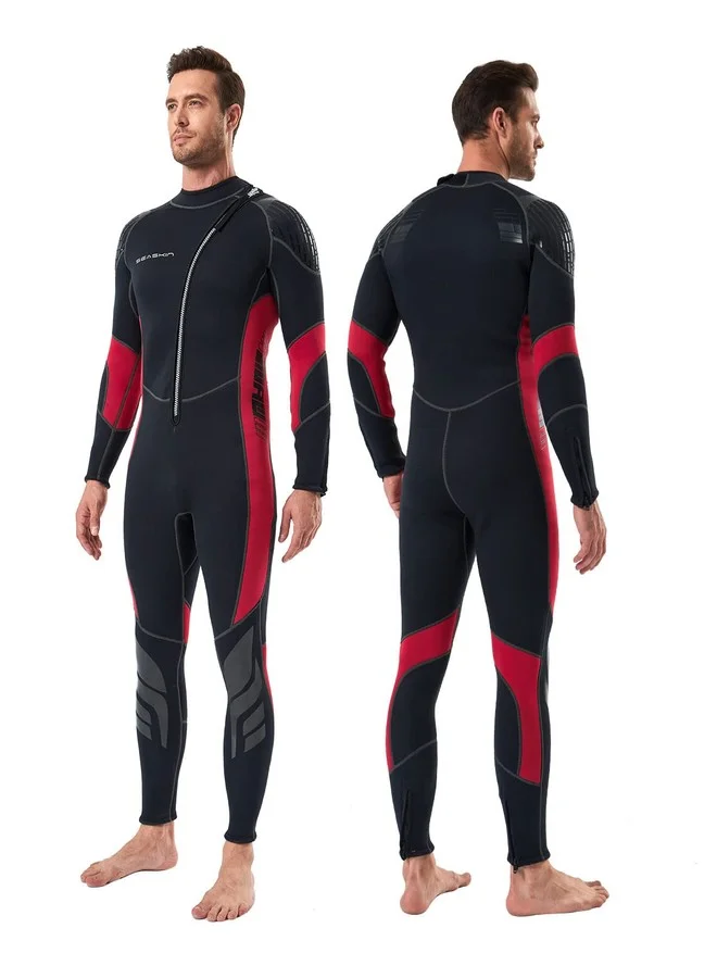 Premium Full Body Wetsuit for Men and Women 3mm Neoprene Front Zip Diving Suit (Black, Medium) qno93