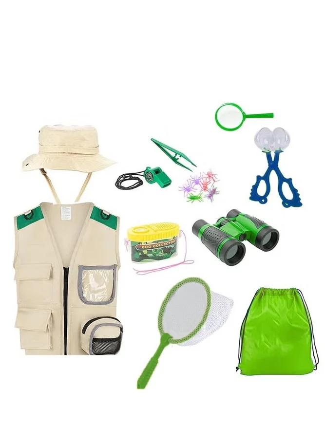 AMERTEER Safari Explorer Vest Adventure Kit for Kids Paleontologist Costume Set (One Size) 3vhxx
