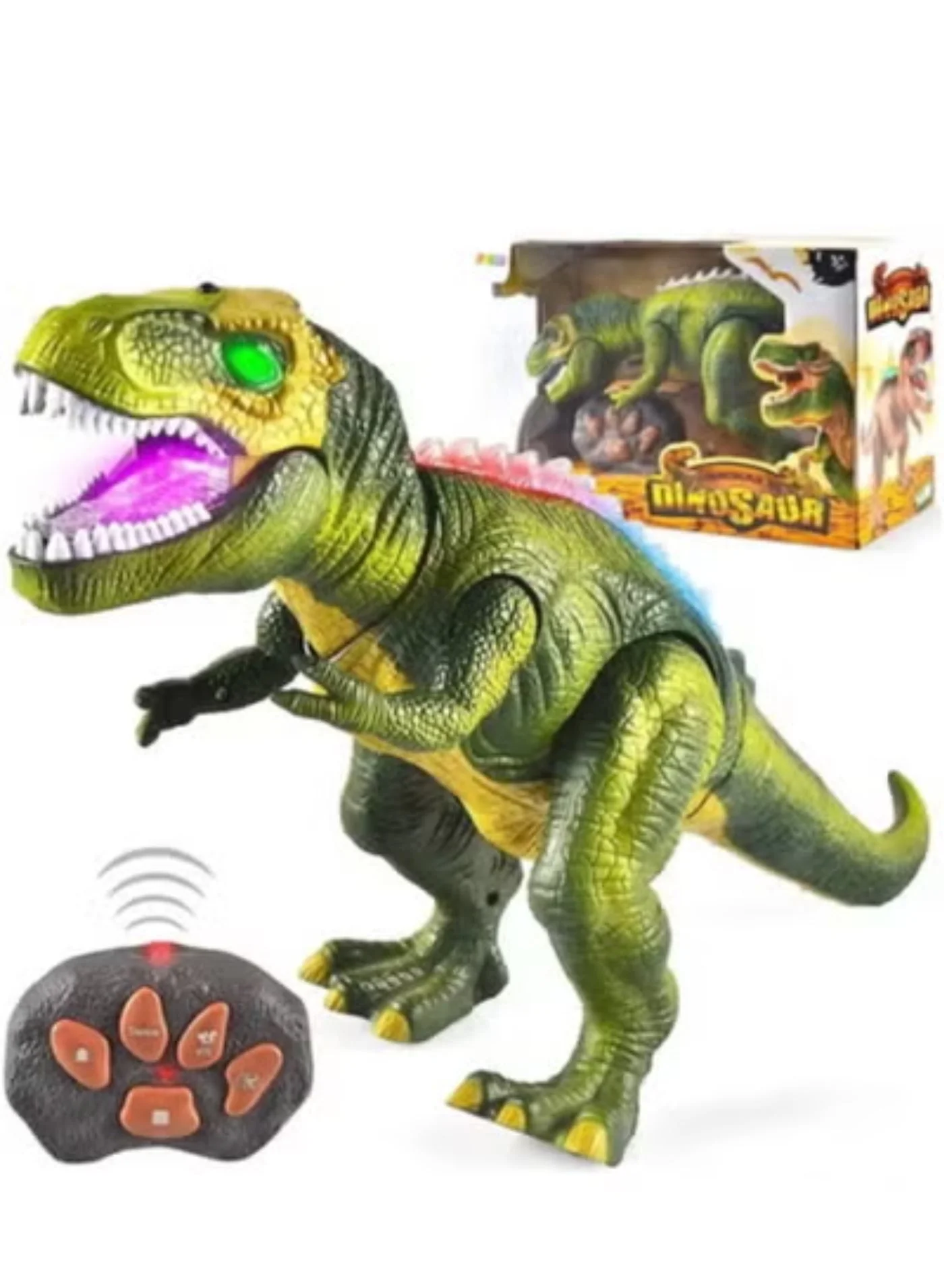 DEXO Remote Control Interactive Dinosaur Toy with LED Lights and Realistic Walking Movements (For Kids) 4mbwg