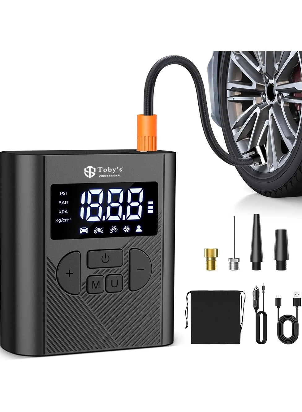 Portable Tire Inflator Air Compressor with 20000mAh Battery and 12V DC Cordless Pump for Car Tires (150PSI) tnm9q