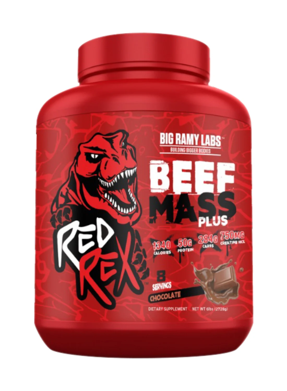 RED REX Beef Mass Gainer Protein Powder (Chocolate, 2.72kg) Premium Muscle Recovery Supplement for Adults 0trpl