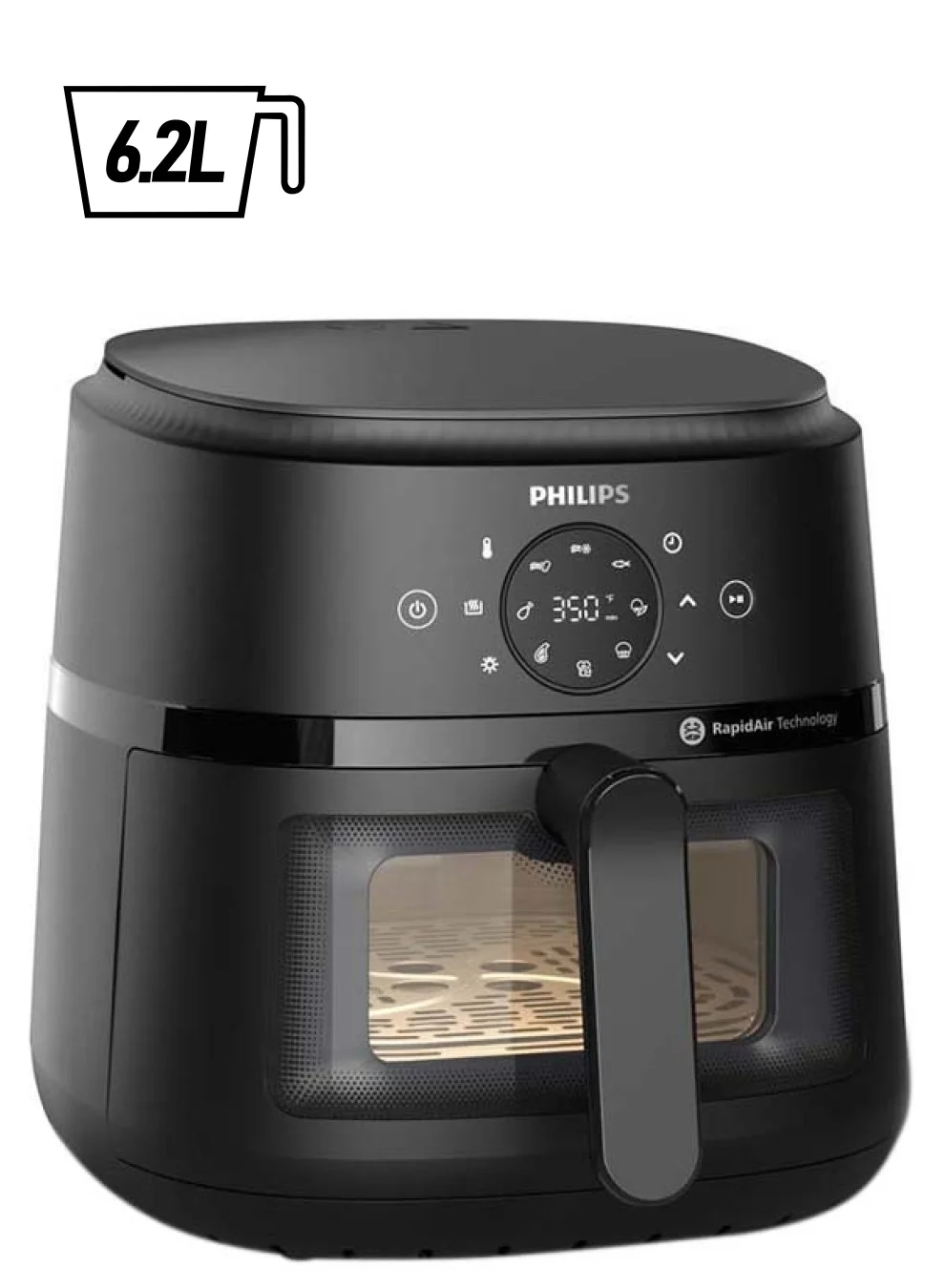 Professional Airfryer XL with See-through Window and Rapid Air Technology (Black, 6.2 L) miqgg