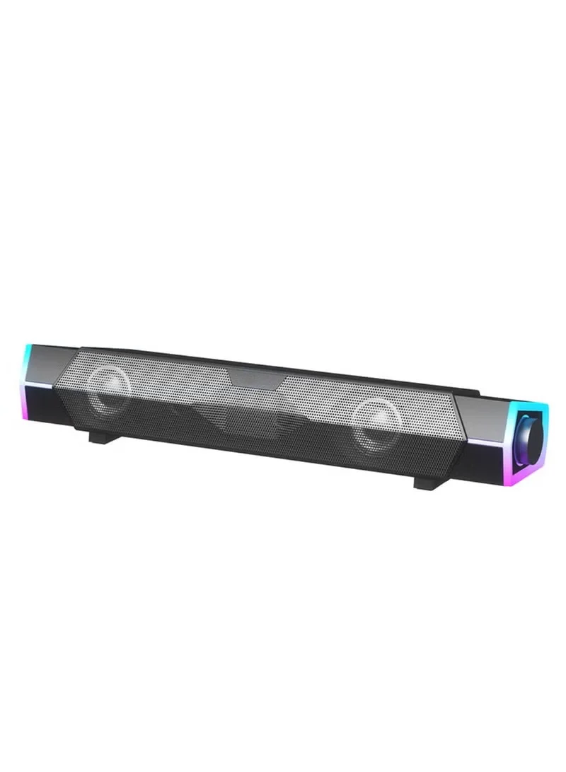 WALALLA RGB Gaming Soundbar 2.0 Channel Speaker with Bluetooth 5.3 and USB-C Connectivity (Dual Mode, 30m Range) bekdc