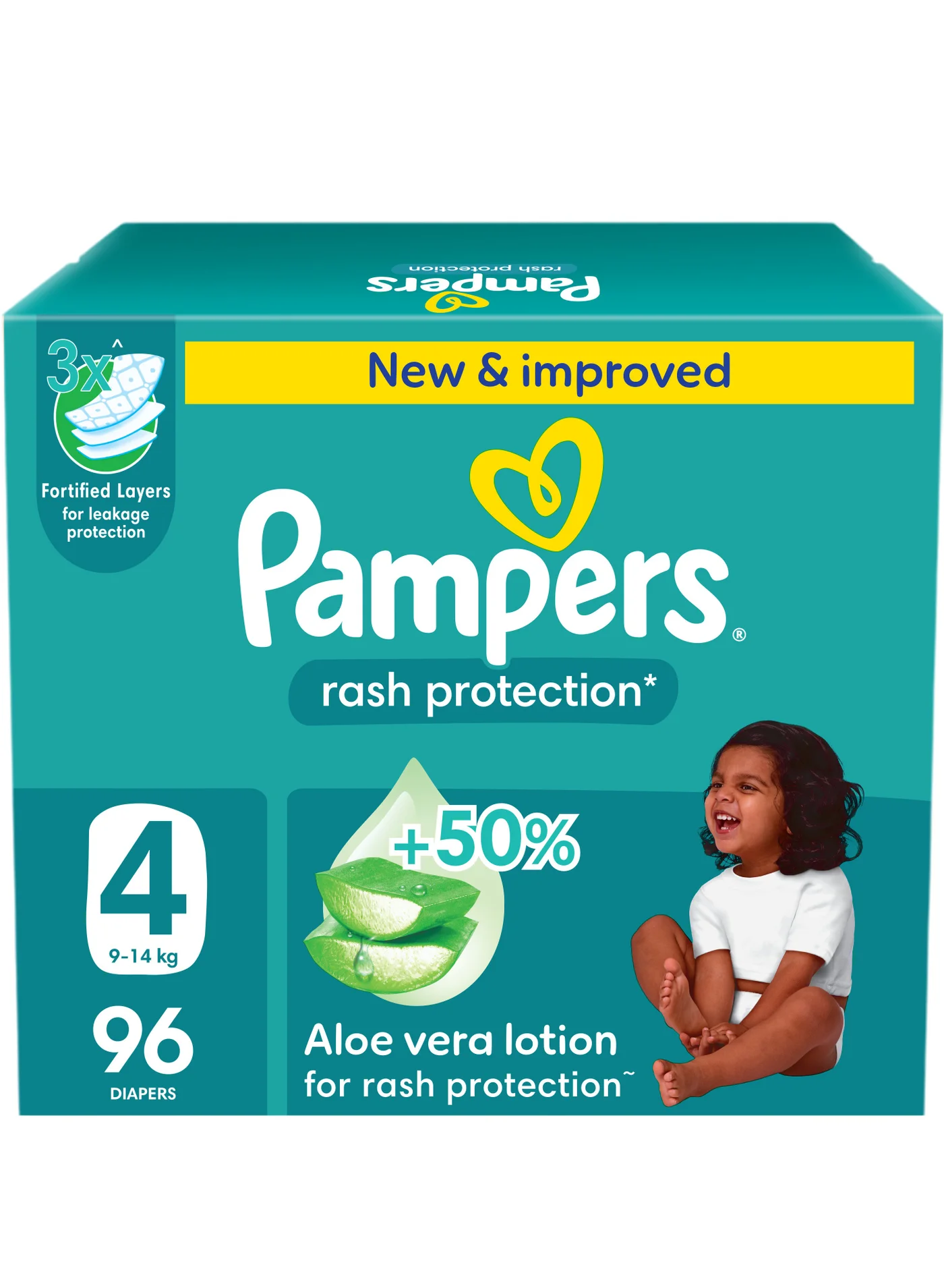 Premium Rash Protection Taped Diapers for Toddlers (Size 4, 9-14kg, 96 Count) tcb38