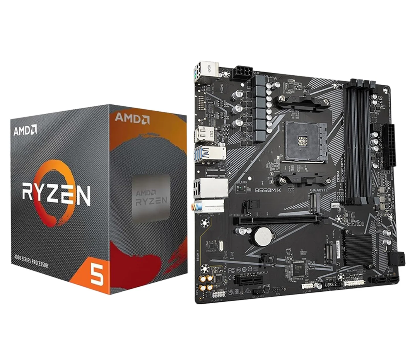 Premium Desktop Processor and Motherboard Bundle (AMD Ryzen 5 4500, Micro-ATX, DDR4, PCIe 4.0) fw7zc