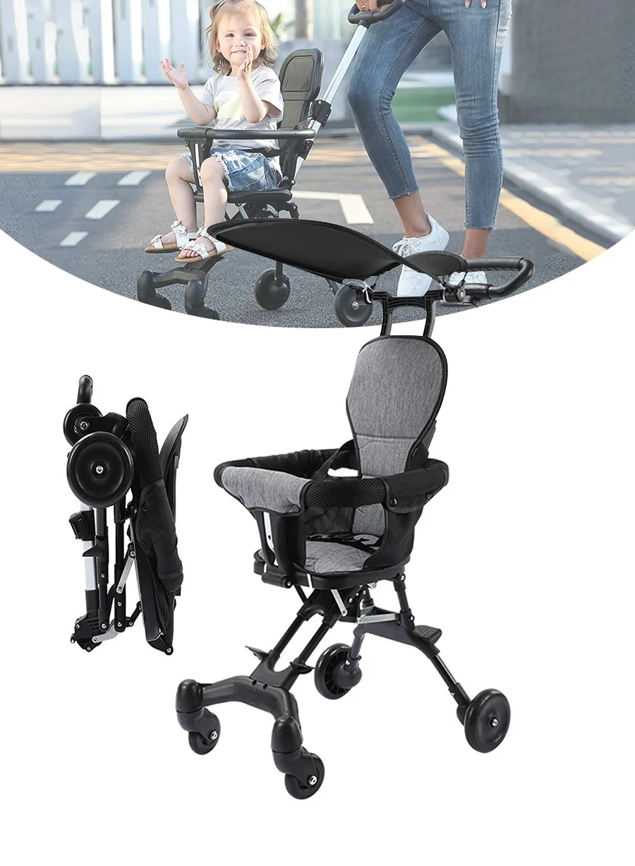 BEIRUI Lightweight Baby Stroller 4-Wheel Compact Travel System with One-Hand Fold and Adjustable Backrest (For Newborn to 3 Years) 4l26u