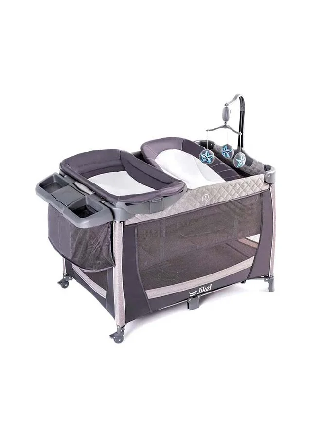 Jikel Hub Playpen with Changer Organizer and Lounger (Charcoal, 1 Pack) 2bqxb