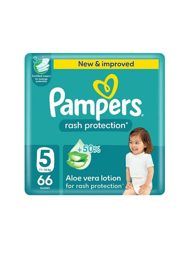 Premium Aloe Vera Taped Diapers for Toddlers (Size 5, 66 Count) puaaa