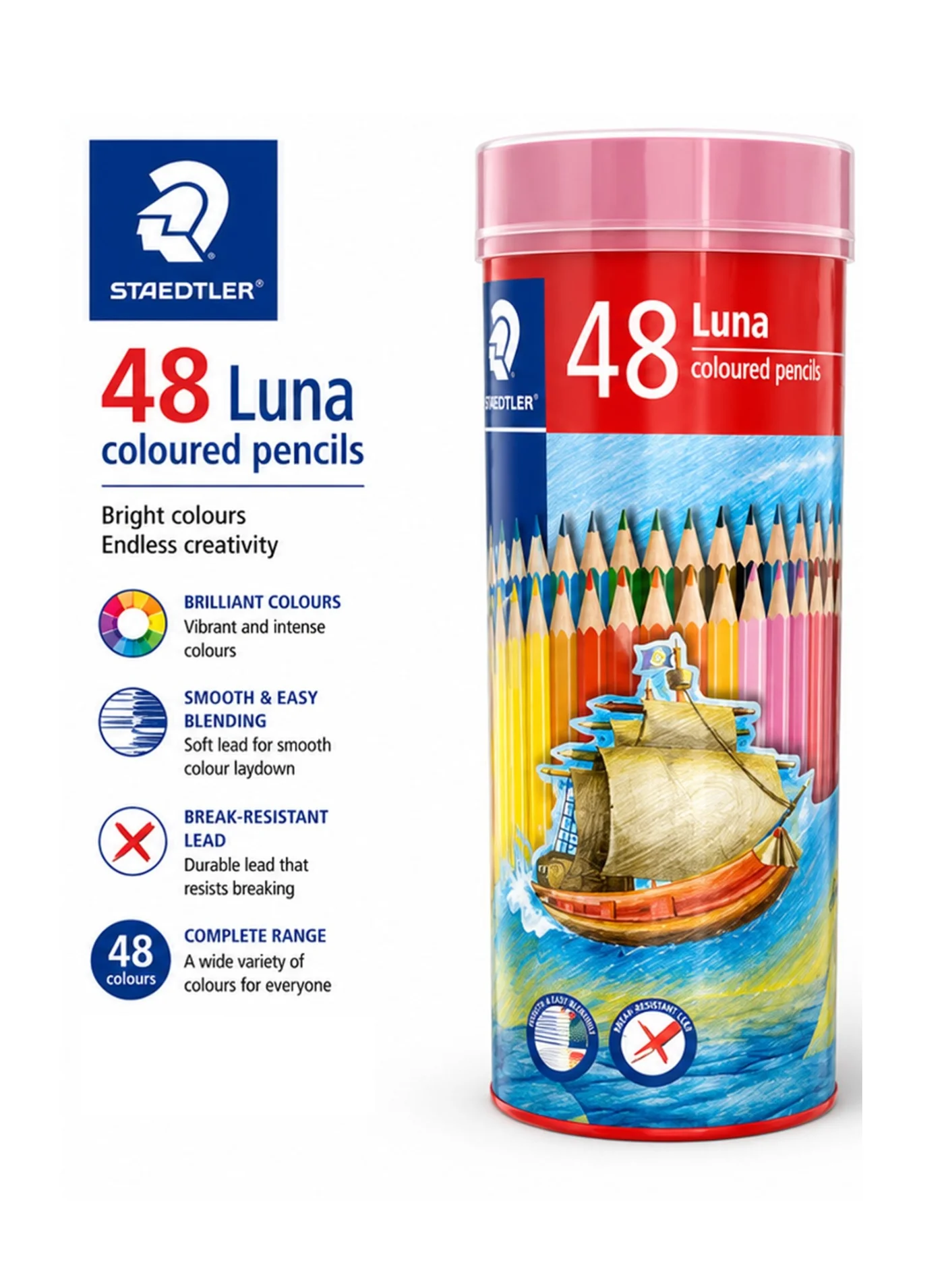 STAEDTLER Luna Colored Pencils Set Premium Art Supplies for Drawing and Sketching (Multicolour, 48-Piece) htpam