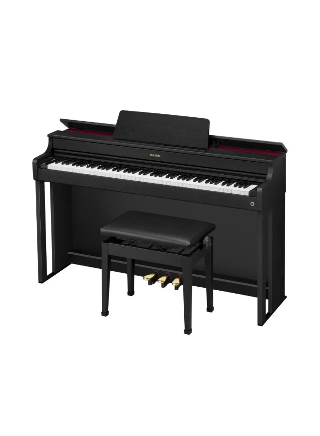 Premium Console Digital Piano with Weighted Keys and Authentic Sound (Black, Full Size) gduun