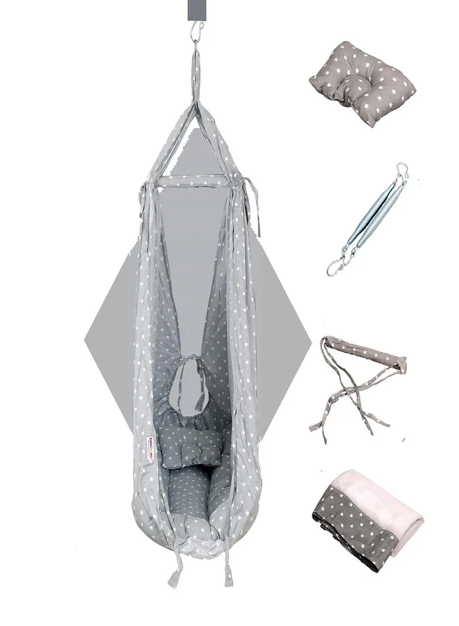 SafeChamp Baby Swing Cradle with Mosquito Net and Pillow (Grey, 90 cm x 50 cm) hezem