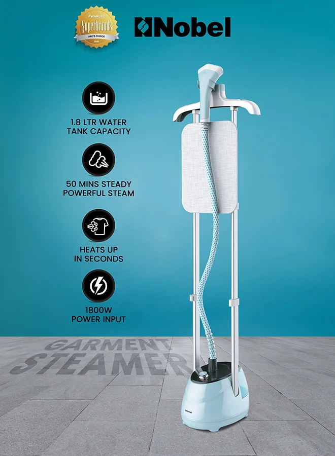 Nobel Garment Steamer Professional Vertical Fabric Steam Iron with Adjustable Telescopic Pole and 1.8 L Detachable Tank (Light Green, 1800 W) 1lz12