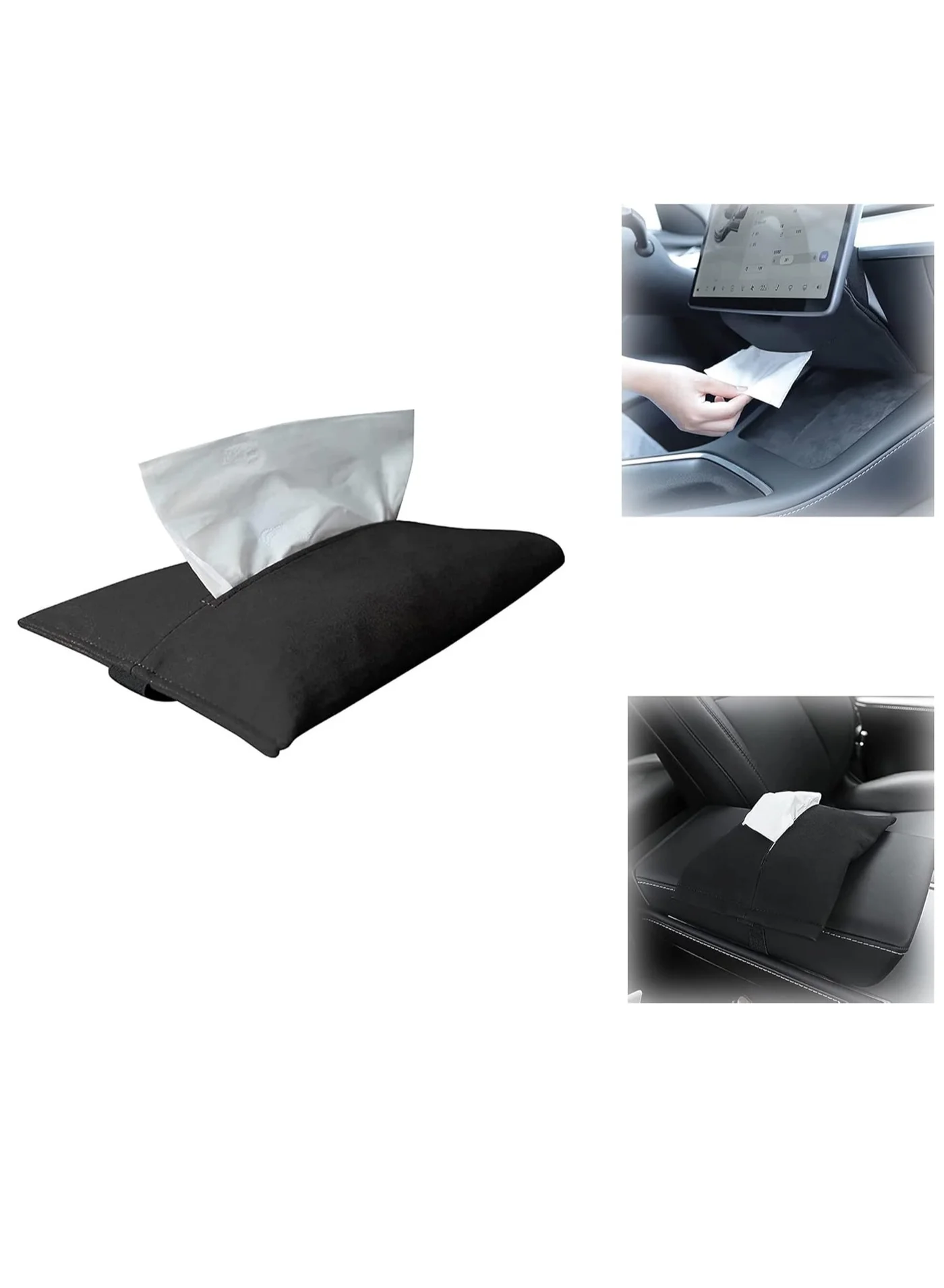 Altheqa Premium Leather Car Tissue Holder Universal Napkin Organizer for Vehicle Interior (Black, 23cm x 13cm) aug4r